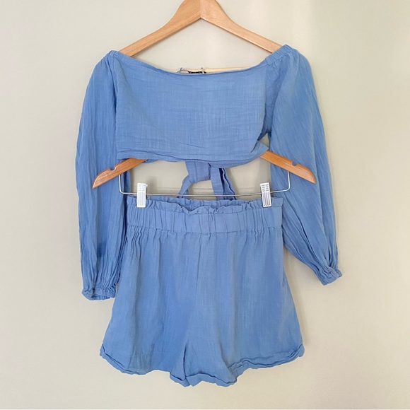 GLAMAKER Blue Blouse and Shorts Set - Picture 7 of 7